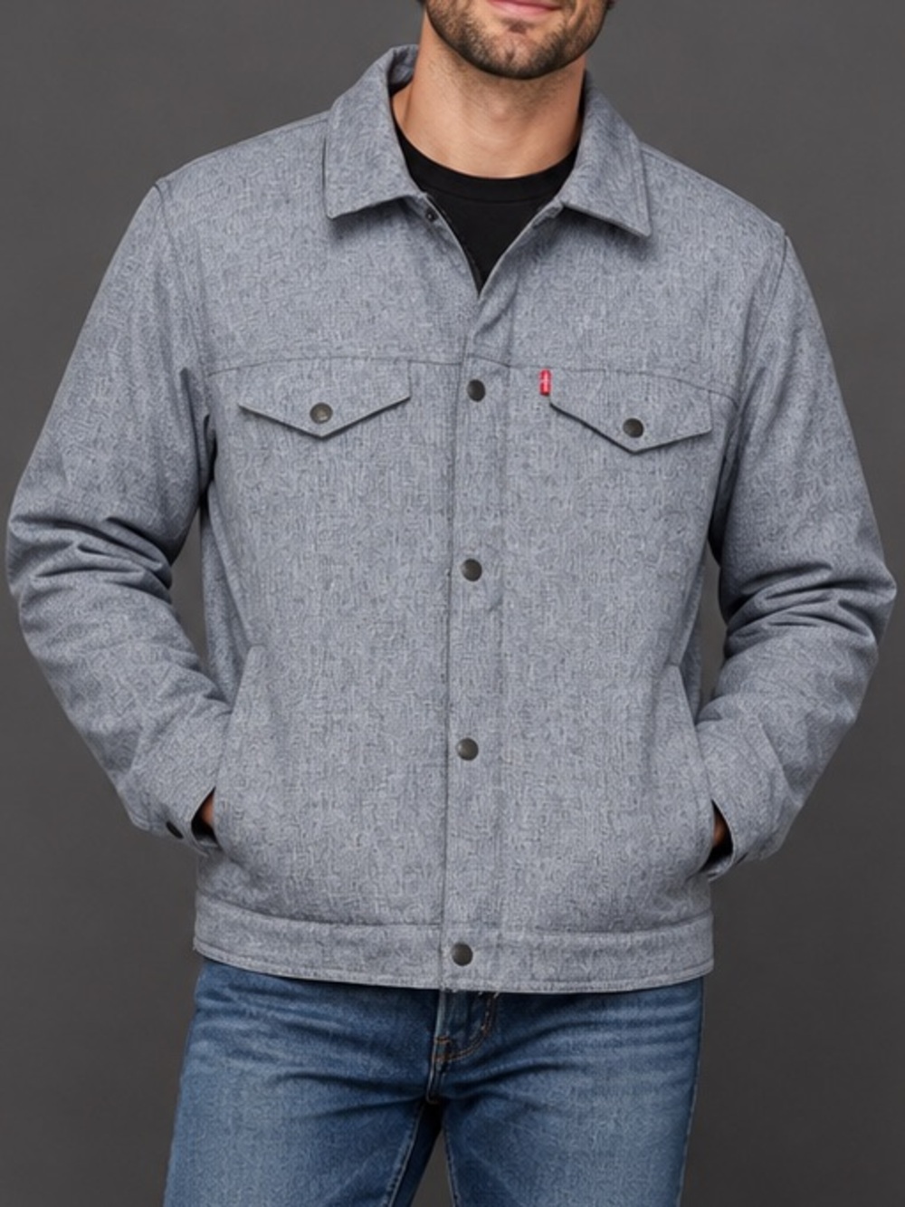 Levi’s Classic Soft Shell Water Resistant Trucker Jacket Heather Gray Men’s L